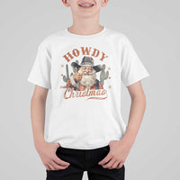 Funny Western Xmas T Shirt For Kid Howdy Christmas Retro Cowboy Santa Country - Wonder Print Shop
