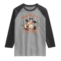 Funny Western Xmas Raglan Shirt Howdy Christmas Retro Cowboy Santa Country