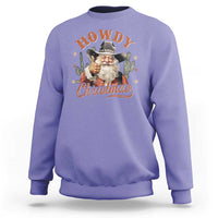 Funny Western Xmas Sweatshirt Howdy Christmas Retro Cowboy Santa Country - Wonder Print Shop