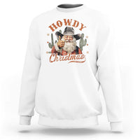 Funny Western Xmas Sweatshirt Howdy Christmas Retro Cowboy Santa Country - Wonder Print Shop