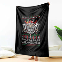 Christmas Viking Throw Blanket Fa La La La La Val Hal La Santa Viking Warriors - Wonder Print Shop