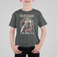 Viking Christmas T Shirt For Kid Deck The Halls With Skulls And Bodies Valhalla - Wonder Print Shop