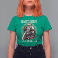 Viking Christmas T Shirt For Women Deck The Halls With Skulls And Bodies Valhalla - Wonder Print Shop