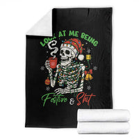 Look At Me Being Festive And Shit Throw Blanket Funny Christmas Skeleton - Wonder Print Shop