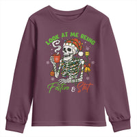 Look At Me Being Festive And Shit Youth Sweatshirt Funny Christmas Skeleton - Wonder Print Shop