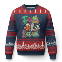 Funny Falala Xmas Song Faux Glitter Gingerbread Ugly Christmas Sweater - Wonder Print Shop