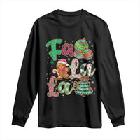 Funny Falala Christmas Song Faux Glitter Gingerbread Long Sleeve Shirt - Wonder Print Shop
