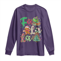 Funny Falala Christmas Song Faux Glitter Gingerbread Long Sleeve Shirt - Wonder Print Shop
