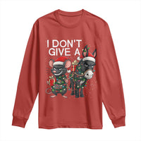 Funny Christmas I Dont Give a Rats Ass Long Sleeve Shirt Donkey And Mouse Xmas Holiday - Wonder Print Shop