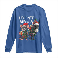 Funny Christmas I Dont Give a Rats Ass Long Sleeve Shirt Donkey And Mouse Xmas Holiday - Wonder Print Shop
