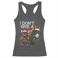 Funny Christmas I Dont Give a Rats Ass Racerback Tank Top Donkey And Mouse Xmas Holiday - Wonder Print Shop