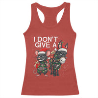 Funny Christmas I Dont Give a Rats Ass Racerback Tank Top Donkey And Mouse Xmas Holiday - Wonder Print Shop