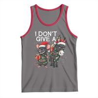 Funny Christmas I Dont Give a Rats Ass Tank Top Donkey And Mouse Xmas Holiday - Wonder Print Shop