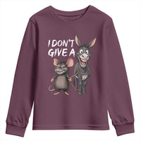 Funny I Dont Give a Rats Ass Youth Sweatshirt Donkey And Mouse Meme - Wonder Print Shop