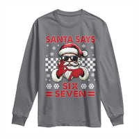 67 Christmas Long Sleeve Shirt Funny Santa Says Six Seven Meme Gen Alpha Slang - Wonder Print Shop