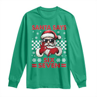 67 Christmas Long Sleeve Shirt Funny Santa Says Six Seven Meme Gen Alpha Slang - Wonder Print Shop