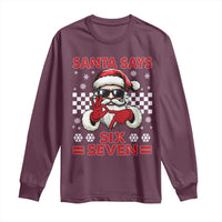 67 Christmas Long Sleeve Shirt Funny Santa Says Six Seven Meme Gen Alpha Slang - Wonder Print Shop