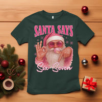 Funny Pink Santa Says Six Seven T Shirt 67 Christmas Meme Gen Alpha - Wonder Print Shop