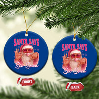 Funny Pink Santa Says Six Seven Ceramic Ornament 67 Christmas Meme Gen Alpha - Wonder Print Shop