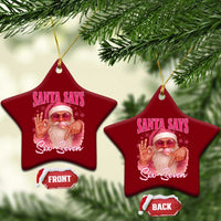 Funny Pink Santa Says Six Seven Ceramic Ornament 67 Christmas Meme Gen Alpha - Wonder Print Shop
