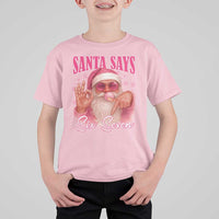 Funny Pink Santa Says Six Seven T Shirt For Kid 67 Christmas Meme Gen Alpha - Wonder Print Shop