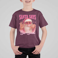 Funny Pink Santa Says Six Seven T Shirt For Kid 67 Christmas Meme Gen Alpha - Wonder Print Shop