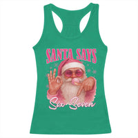 Funny Pink Santa Says Six Seven Racerback Tank Top 67 Christmas Meme Gen Alpha - Wonder Print Shop