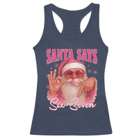 Funny Pink Santa Says Six Seven Racerback Tank Top 67 Christmas Meme Gen Alpha - Wonder Print Shop