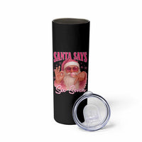 Funny Pink Santa Says Six Seven Skinny Tumbler 67 Christmas Meme Gen Alpha - Wonder Print Shop