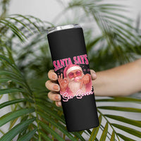 Funny Pink Santa Says Six Seven Skinny Tumbler 67 Christmas Meme Gen Alpha - Wonder Print Shop