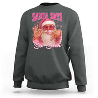 Funny Pink Santa Says Six Seven Sweatshirt 67 Christmas Meme Gen Alpha - Wonder Print Shop
