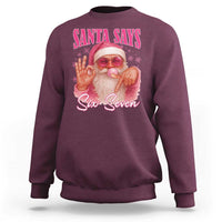 Funny Pink Santa Says Six Seven Sweatshirt 67 Christmas Meme Gen Alpha - Wonder Print Shop