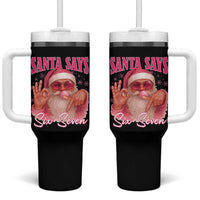 Funny Pink Santa Says Six Seven Tumbler With Handle 67 Christmas Meme Gen Alpha - Wonder Print Shop