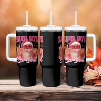 Funny Pink Santa Says Six Seven Tumbler With Handle 67 Christmas Meme Gen Alpha - Wonder Print Shop