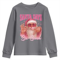 Funny Pink Santa Says Six Seven Youth Sweatshirt 67 Christmas Meme Gen Alpha - Wonder Print Shop