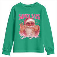 Funny Pink Santa Says Six Seven Youth Sweatshirt 67 Christmas Meme Gen Alpha - Wonder Print Shop