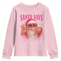 Funny Pink Santa Says Six Seven Youth Sweatshirt 67 Christmas Meme Gen Alpha - Wonder Print Shop