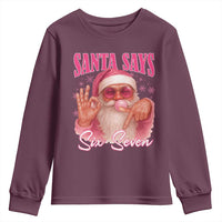 Funny Pink Santa Says Six Seven Youth Sweatshirt 67 Christmas Meme Gen Alpha - Wonder Print Shop