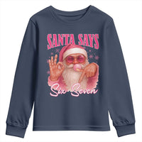 Funny Pink Santa Says Six Seven Youth Sweatshirt 67 Christmas Meme Gen Alpha - Wonder Print Shop