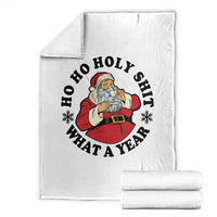Ho Ho Holy Shit What A Year Throw Blanket Funny Christmas Santa - Wonder Print Shop