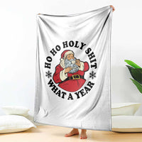 Ho Ho Holy Shit What A Year Throw Blanket Funny Christmas Santa - Wonder Print Shop