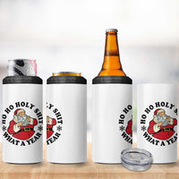 Ho Ho Holy Shit What A Year 4 in 1 Can Cooler Tumbler Funny Christmas Santa - Wonder Print Shop