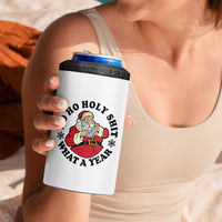Ho Ho Holy Shit What A Year 4 in 1 Can Cooler Tumbler Funny Christmas Santa - Wonder Print Shop