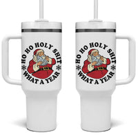 Ho Ho Holy Shit What A Year Tumbler With Handle Funny Christmas Santa - Wonder Print Shop
