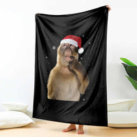Christmas Thinking Monkey Meme Humor Brainrot Throw Blanket - Wonder Print Shop