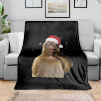 Christmas Thinking Monkey Meme Humor Brainrot Throw Blanket - Wonder Print Shop