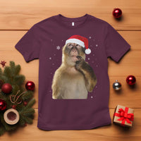 Christmas Thinking Monkey Meme Humor Brainrot T Shirt - Wonder Print Shop