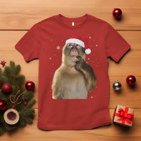 Christmas Thinking Monkey Meme Humor Brainrot T Shirt - Wonder Print Shop