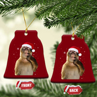 Christmas Thinking Monkey Meme Humor Brainrot Ceramic Ornament - Wonder Print Shop