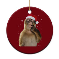 Christmas Thinking Monkey Meme Humor Brainrot Ceramic Ornament - Wonder Print Shop
